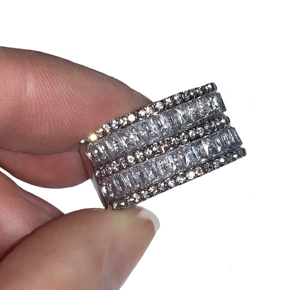 Any 4/$25! Silver Plated AAA CZs Layer Ring - Picture 2 of 8